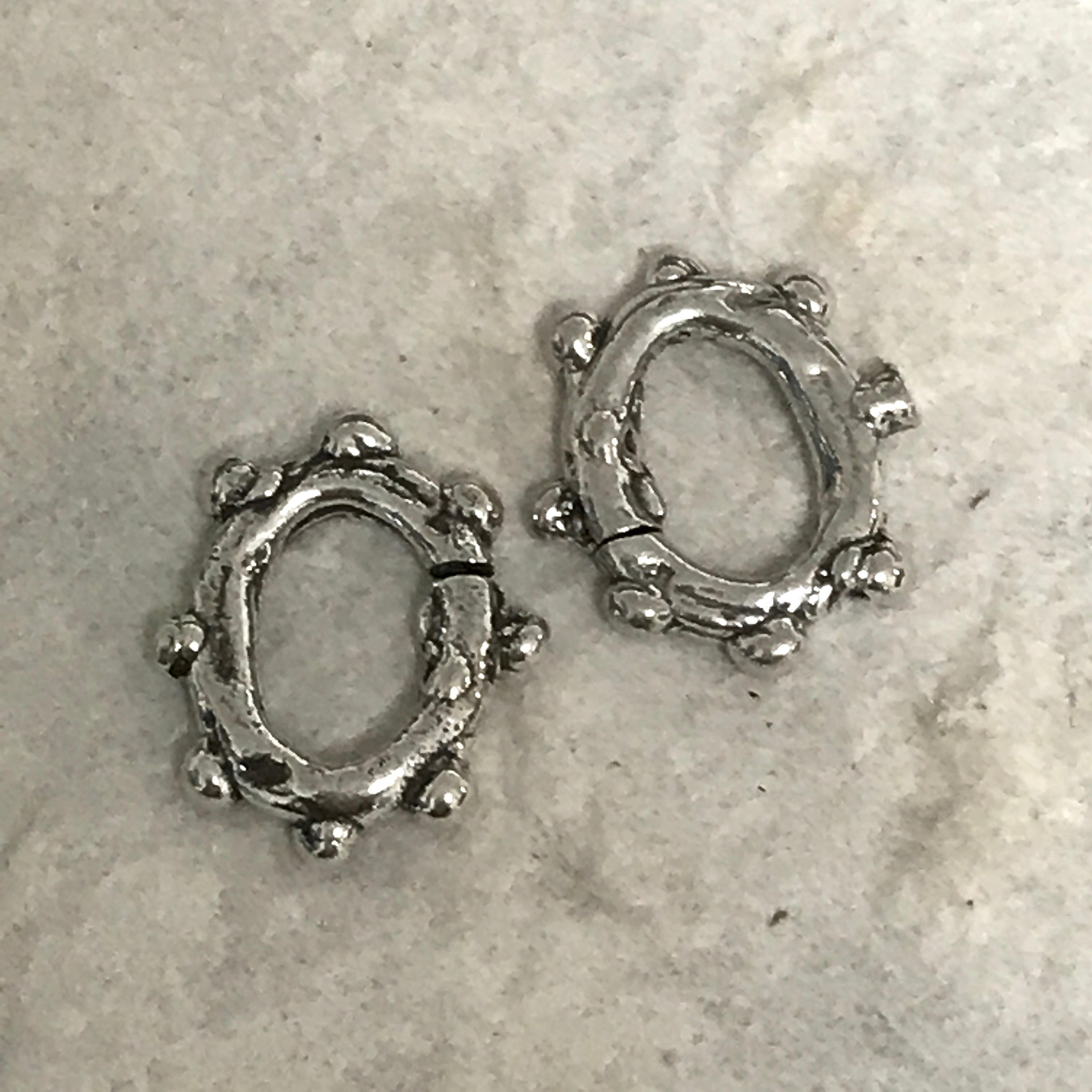 Large Sterling Silver Artisan Jump Rings 14mm x 12mm Dotted