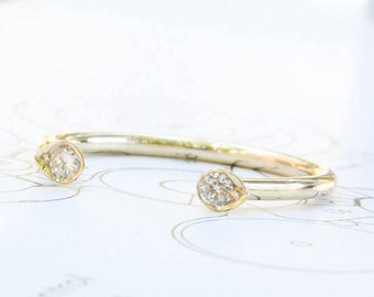 30% OFF SALE - Diamond horseshoe ring, Dual Stone Ring, Dual Diamond Ring, Open Diamond Ring, Open Ring, Gold Horseshoe Ring, Open Ring