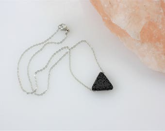 Triangle Essential Oil Necklace - Aromatherapy Necklace - Diffuser Necklace - Lava Stone Necklace - Simple Necklace - Minimalist Necklace