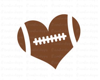 Football Heart, Football Love SVG, Football SVG, Football Cut Files, Svg Files, Cricut Files, Silhouette Files