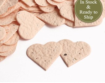 Soft Peach Plantable Seed Paper Confetti Hearts - READY-TO-SHIP - Wedding Favors, Bridal Shower Favors, Baby Shower Favors, Valentines