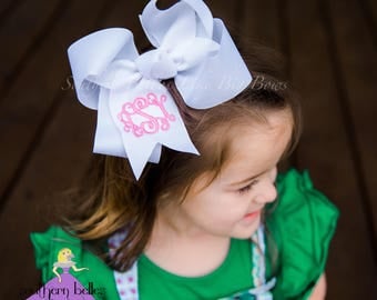 Big Monogram Bow, Back to School Bow, Personalized Gift for Girl, Monogrammed Bow, Monogrammed Hair Bow, Southern Bow with Monogram