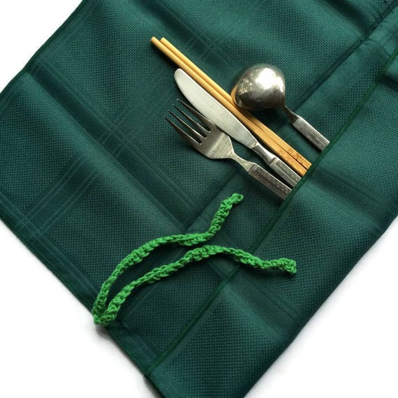 Cutlery with napkin wrap vintage knife fork spoon chopsticks