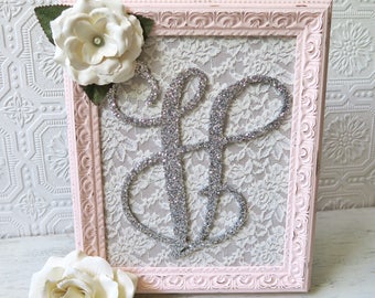 Pink and Gold Nursery Decor Letter A Shabby Chic Nursery Baby Girl Decorative Wall Letters