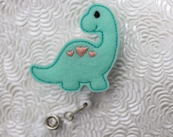 Adorable dino - planner clip - badge holder - retractable - paper clip - badge reel - badge pull - name badge holder - badge clip