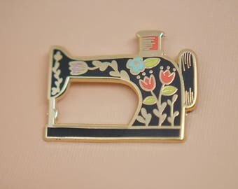 Black Sewing Machine Enamel Pin // Hard Enamel - Enamel Pin - Pin - Lapel Pin - Flair - Brooch - Collar Pin - Hat Pin - By Justine Gilbuena