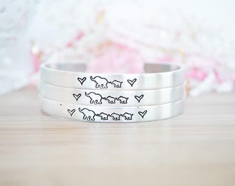 Mom and Baby Elephant Cuff Bracelet - Elephant Jewelry - Mom Jewelry - Mom Bracelet - Gifts for Mom - Mother's Day - Gifts for Her - Silver