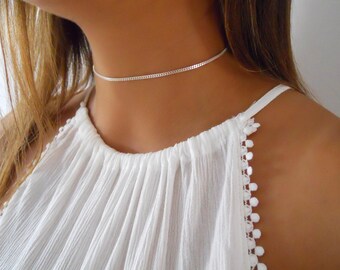 925 Sterling Silver Choker, Silver Chain Necklace, Thick Silver Choker Necklace, Layering Silver Choker, #339