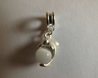 White Pearl CatEye glass Dolphin pendant