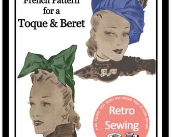 1930s Vintage French Sewing Pattern - Hat & Beret - Paper Pattern