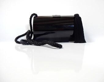 Sac à bandoulière dur cas minaudière LANVIN Vintage pompon / sac à main / embrayage