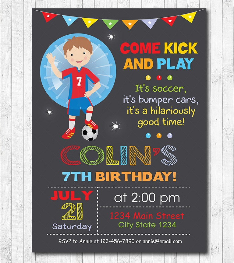 Bubble Soccer Birthday Party Invitations 2