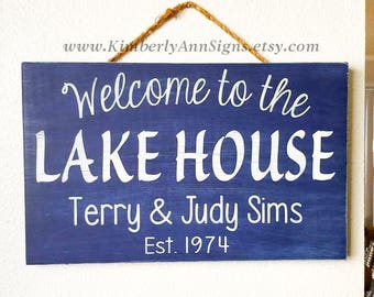 Lakehouse sign, Lake house signs, Beach house sign, Personalized sign, wood signs, Last name sign, Established sign, Lake sign, Cabin sign