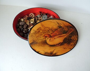 Lot of Metal Buttons in a Bird Box