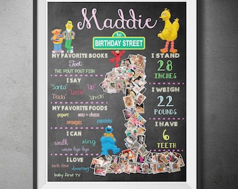 Birthday Poster - Sesame Street Inspired with Photo Memories