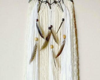 Metal Wall Art, Boho Wall Art, Large Boho Dream Catcher, White Dream Catcher, Wall Decor, Bohemian Wall Decor