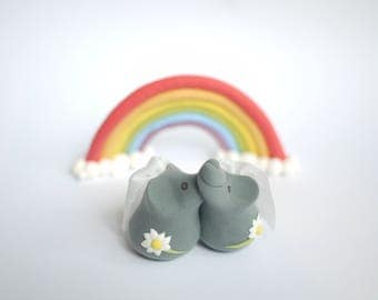 Grey Lesbian Elephant Wedding Cake Topper (With or Without Rainbow)