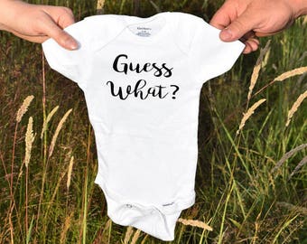 Guess What? Pregnancy Announcement Onesies®, Pregnancy Reveal, Surprise baby Onesie, Photo Prop, Pregnancy Announcement, Modern Onesie