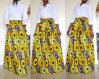 African print skirt Asali maxi skirt in hot pink. African