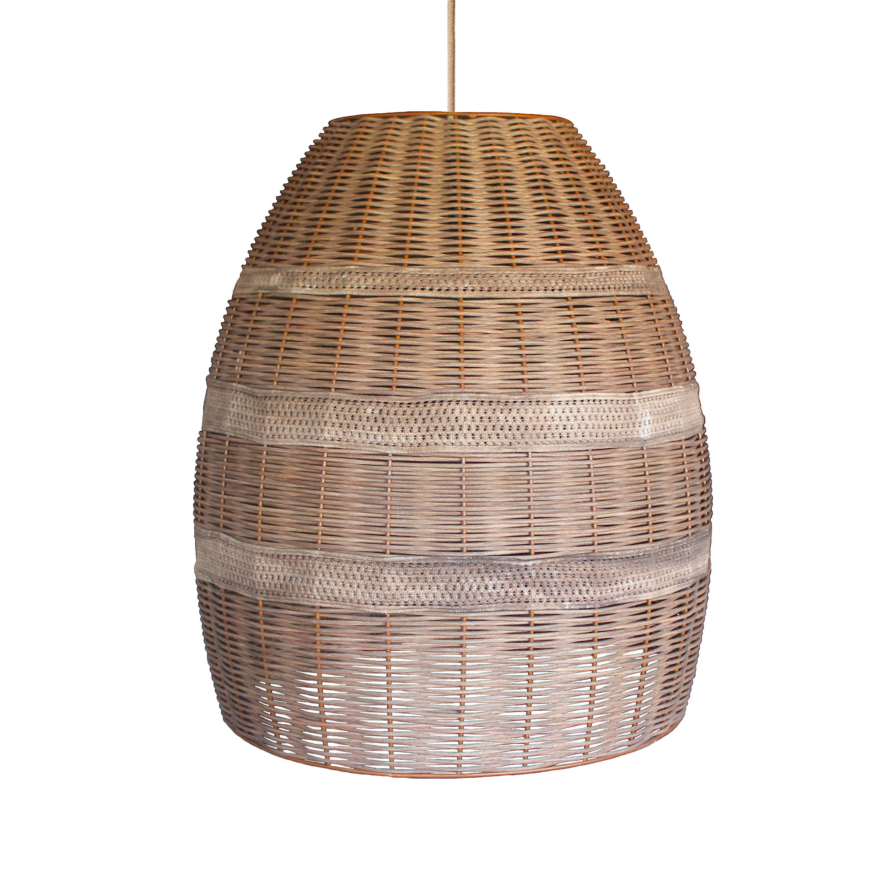 Handmade Rattan Pendant Rope Light Woven Wicker Bell Ceiling