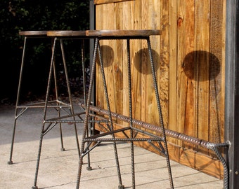 Wood Bar Stools, Metal Bar Stools, Industrial Bar Stool, Rustic Bar Stools, Rebar Furniture