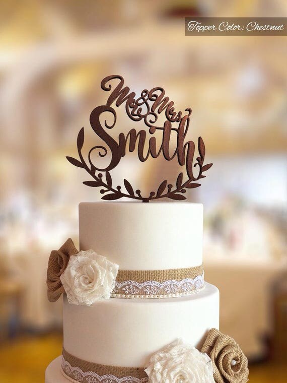 Wedding Cake Topper With Personalized Surname Wedding Cake Topper With Personalized Surname