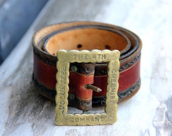 tooled leather belt Vintage mens leather belt Genuine leather accessories genuine leather belt leather boho accessories Size S -M