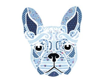 Fleur The Frenchie 20" x 20" Laser Cut Quilt Kit - Madisen Hastings - INCLUDES APPLIQUE - Featuring Blue Carolina By The Tattooed Quilter