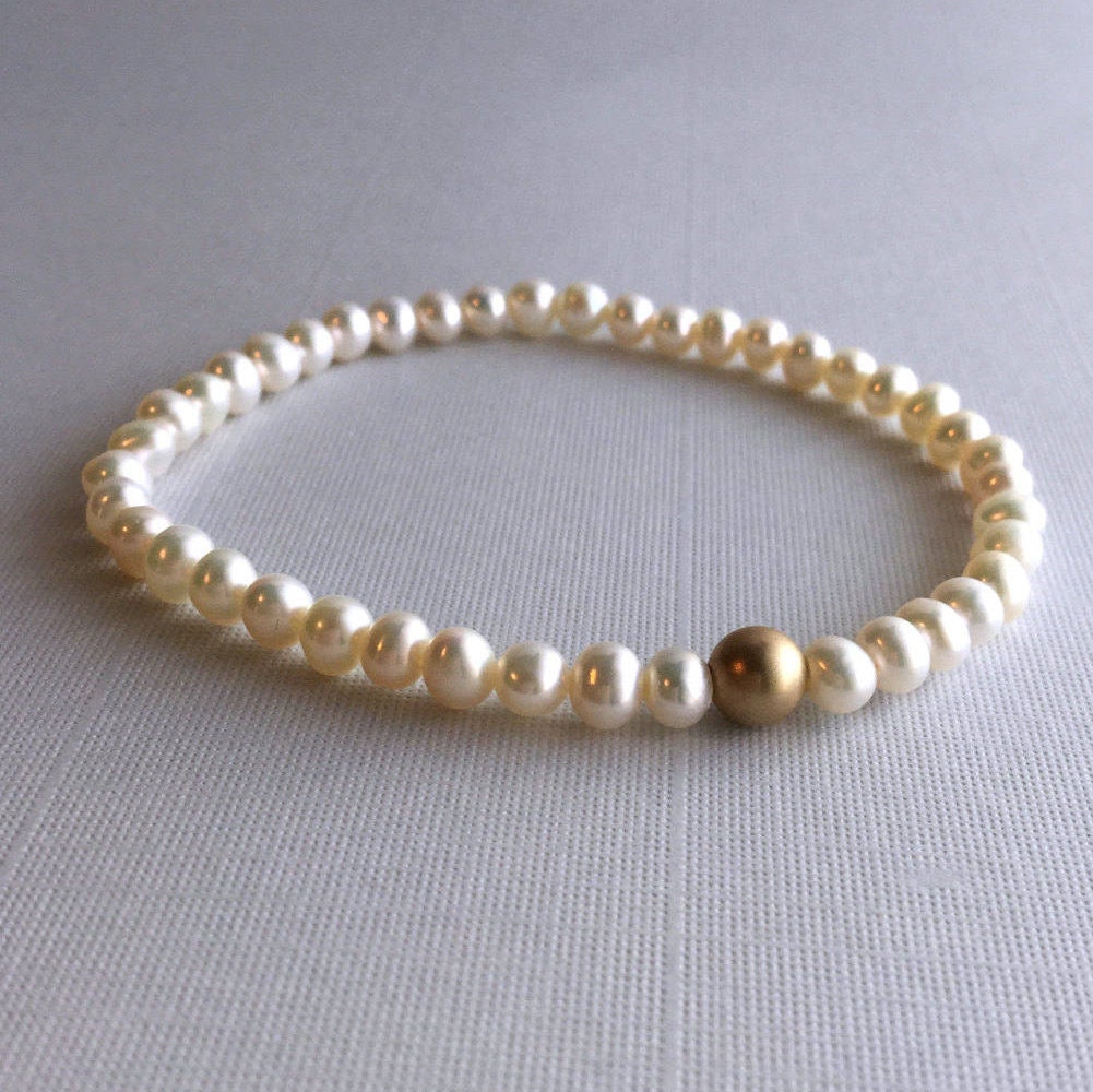 Genuine Pearl Bracelet Gold Bead Bracelet 14 K Gold Filled