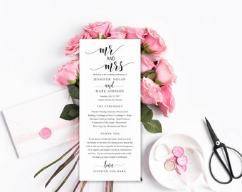 Wedding Program Template, Editable Wedding Programs, Instant Download, Custom Wedding Program Printable, DIY Ceremony Program Template
