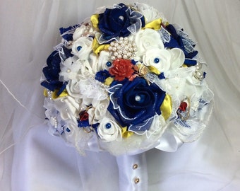 Beauty and The Beast Wedding-Disney Wedding-Bridal Flowers-Bridal Bouquet-Brooch Bouquet-Wedding Flowers-Destination Disney-Fantasy Wedding