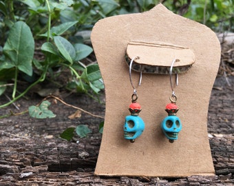 Turquoise Skull Earrings
