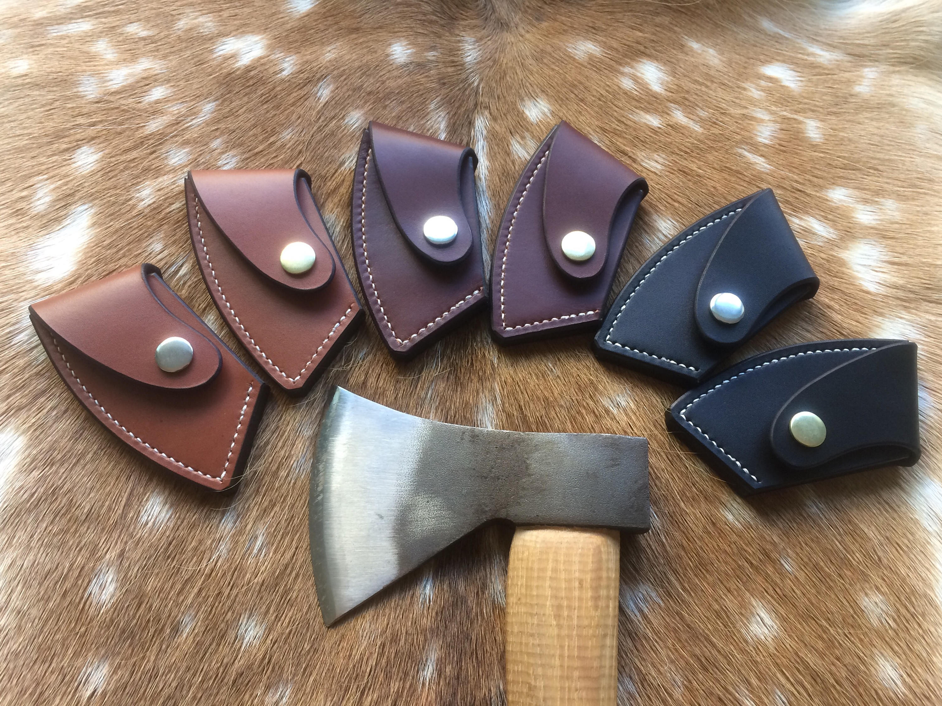 Robin Wood Carving axe blade cover. Handmade 3.5mm Leather