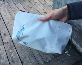Sailcloth Clutch, brass eyelet, sail rope