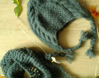 Hat and wispy triangle in Alpaca and silk