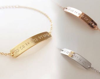 Coordinate Bracelet - Bridesmaid Gift Latitude Longitude Bracelet Custom Hand Stamped Best Friend Bracelet - 5BR