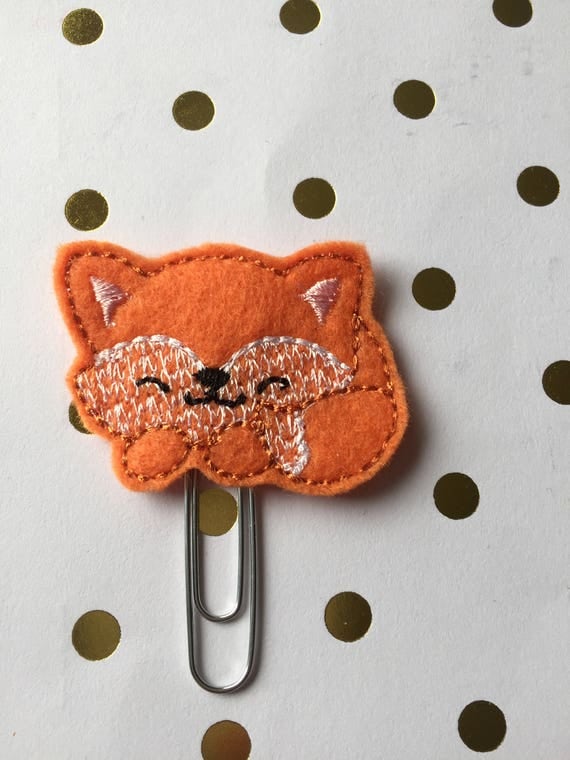 Sleeping Fox planner Clip/Planner Clip/Bookmark. Fall Planner Clip. Fox Planner Clip. Woodland Animal Planner Clip