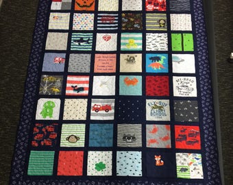 Custom Baby Clothes Quilt WITH SASHING - Handmade Quilt out of Your Sweet Baby's clothes!! Pick your size!