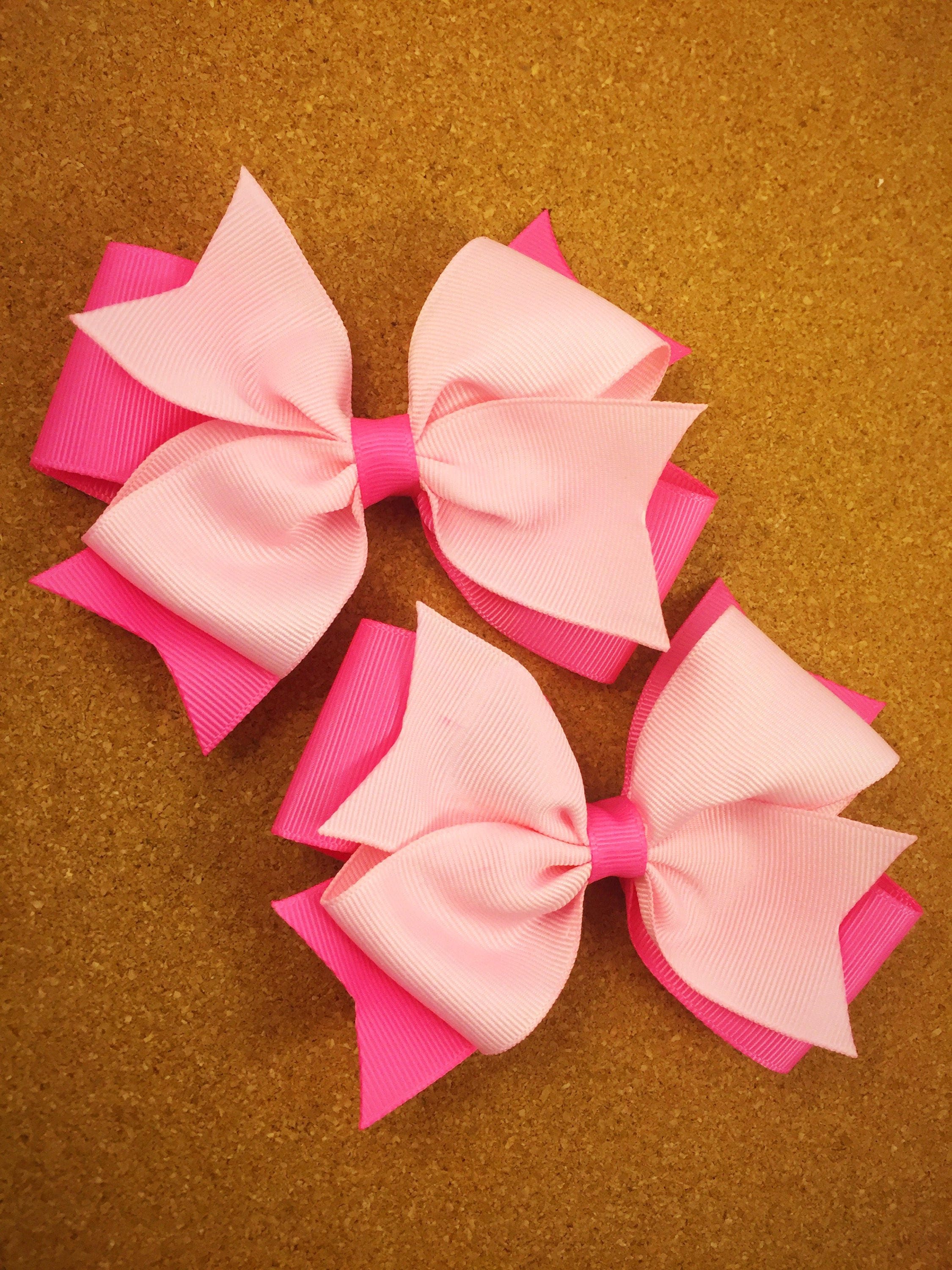 Pink hair bows / girl hair bows / bubble pink and light pink