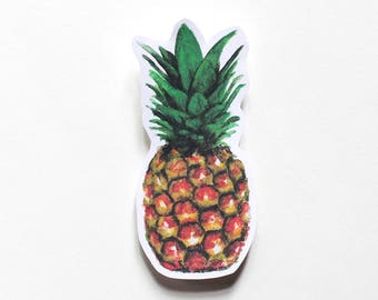 Pineapple sticker, Fun Cute Positive Laptop Sticker, Watercolor Illustration, Trees