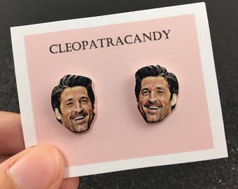 dr derek shepherd earrings - mcdreamy earrings - celebrity earrings - greys anatomy - face earrings
