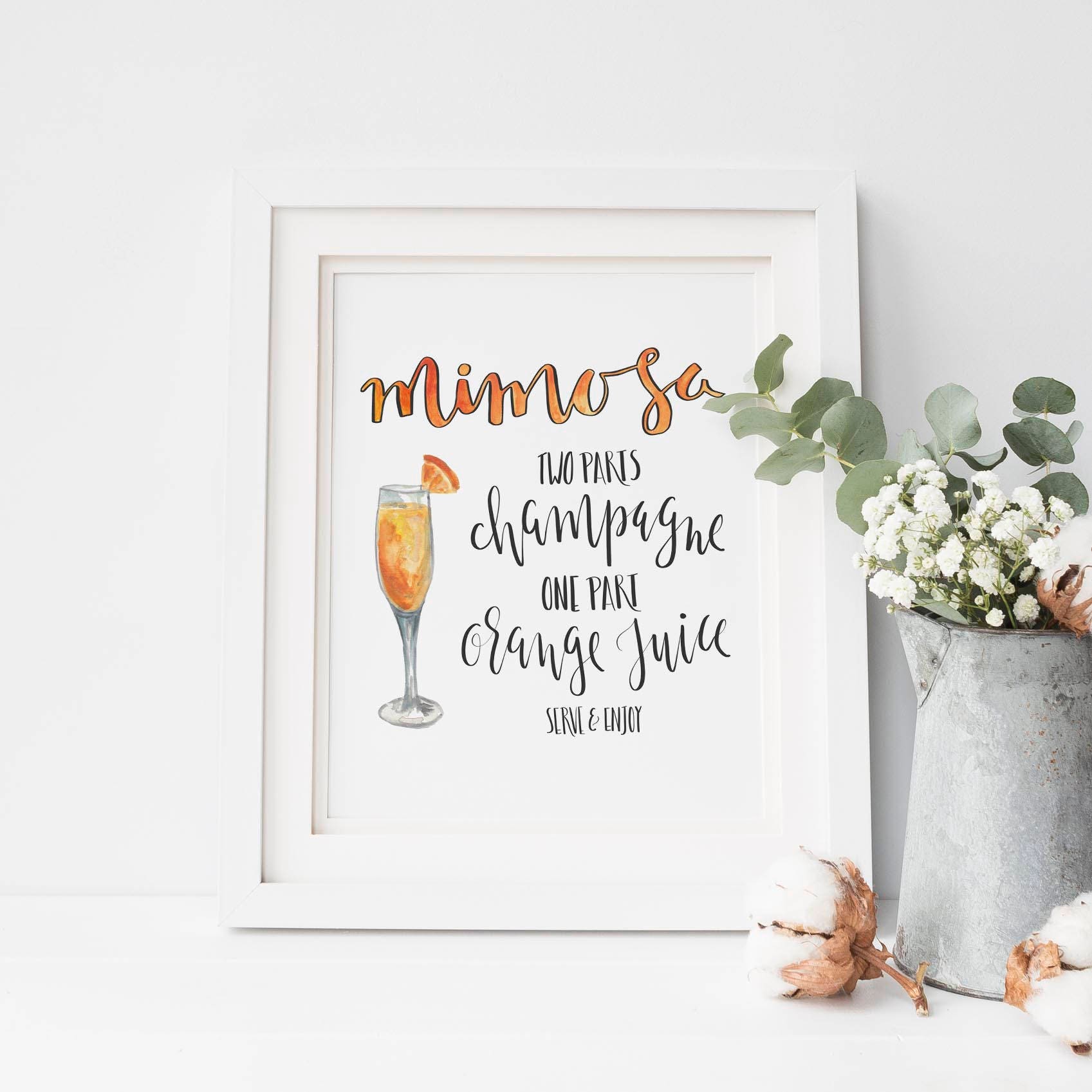 Mimosa Recipe Print Mimosa Printable Mimosa Print Mixed