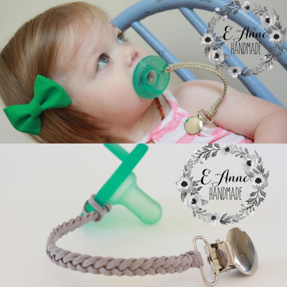 2 for 17 Leather Pacifier Clip Leather Binky Clip Soother