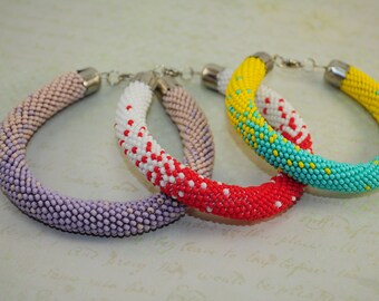 Bead Crochet Bracelet Beaded bracelet Jewelry Beadwork Crochet jewelry Seed bead bracelet Beads Crocheted bracelet Handmade Beaded crochet