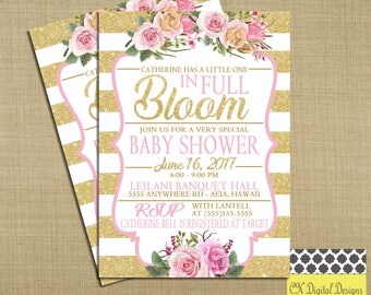 Pink and Gold Baby Shower Invitation