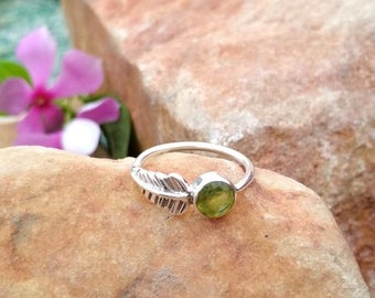 On Sale Natural Peridot Ring - Leaf Stone Ring - Ring - Gemstone Jewelry - Handmade Jewelry