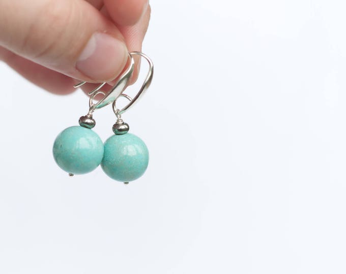 Baby blue earrings, Big blue earrings, Aqua blue earrings, Blue earrings for women, Women blue earrings, Blue ball earrings, 8-18 mm