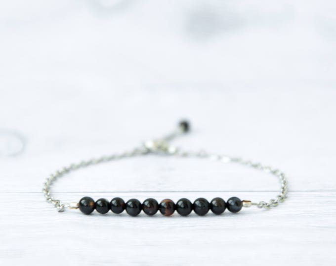 Black bracelet for women, Black bead bracelet for women, Black bracelet with stones, Black stone jewelry, Black stone bracelet