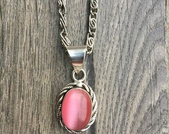 Vintage Inspired Pink Pendant Necklace