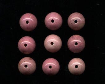Rhodonite (597) 9 x 8 mm, faceted beads